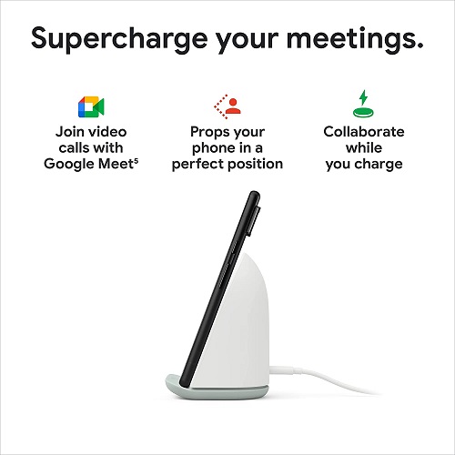 Google Pixel Stand 2nd Gen Charger Stand for Qi-Certified Devices -Clearly  White 